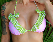 Load image into Gallery viewer, Custom Ruffle &amp; Bows Triangle Bikini  Top
