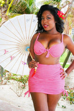 Load image into Gallery viewer, Black Hibiscus Full Adjustable Skirt Bikini Bottom
