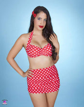 Load image into Gallery viewer, Red Polka Dot Retro High Waist Skirt Front Bottom
