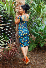 Load image into Gallery viewer, Tiki Whipped Cinched Front Puff Sleeve Wiggle Dress
