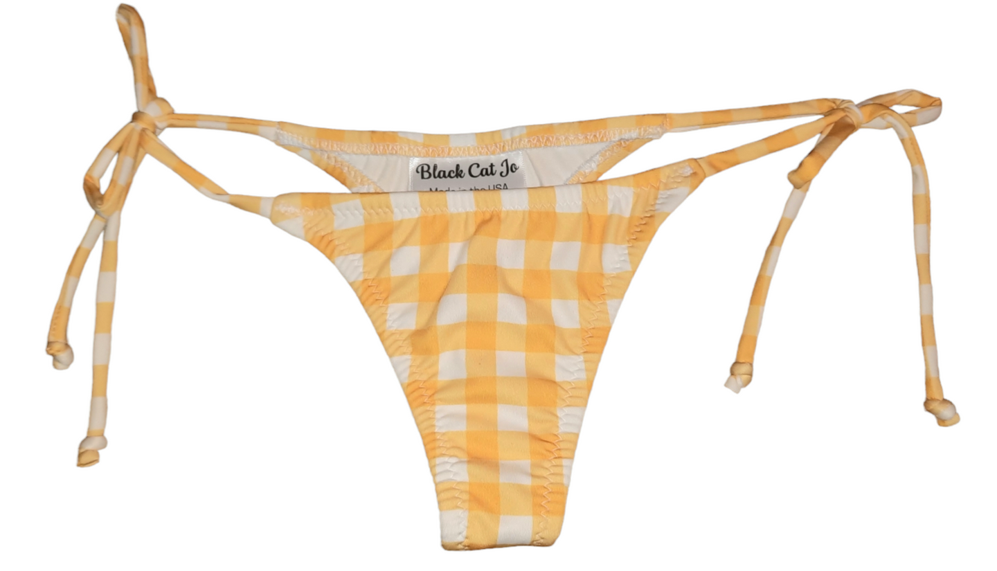 Yellow Gingham Tie-side Bikini Bottom