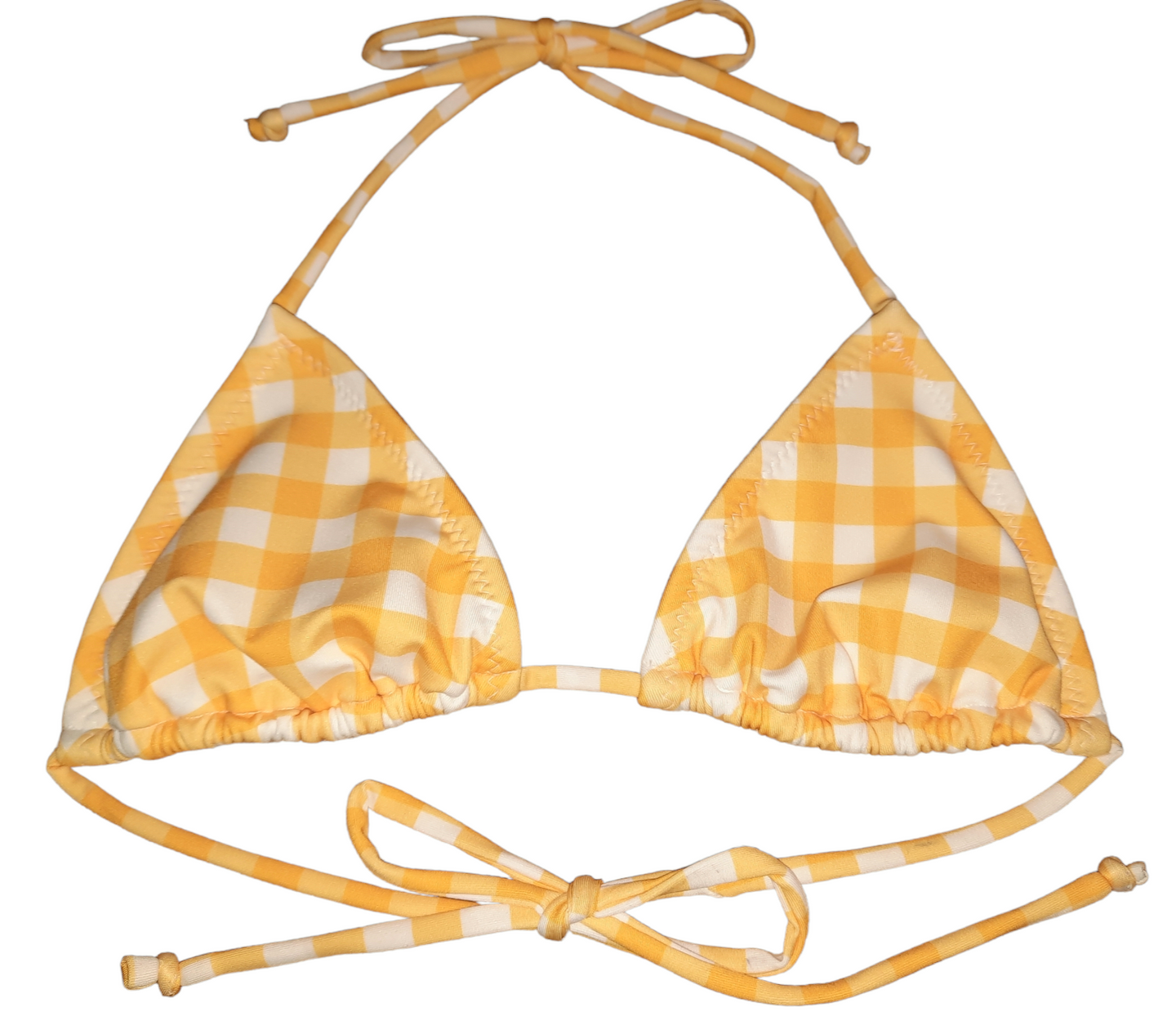 Yellow Gingham Classic Triangle Bikini Top