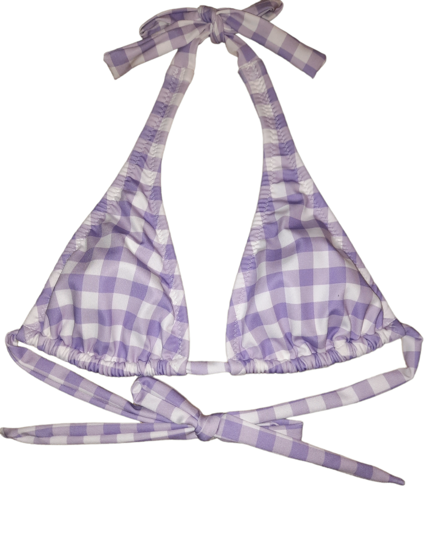 Lavender Gingham Sliding Halter Bikini Top