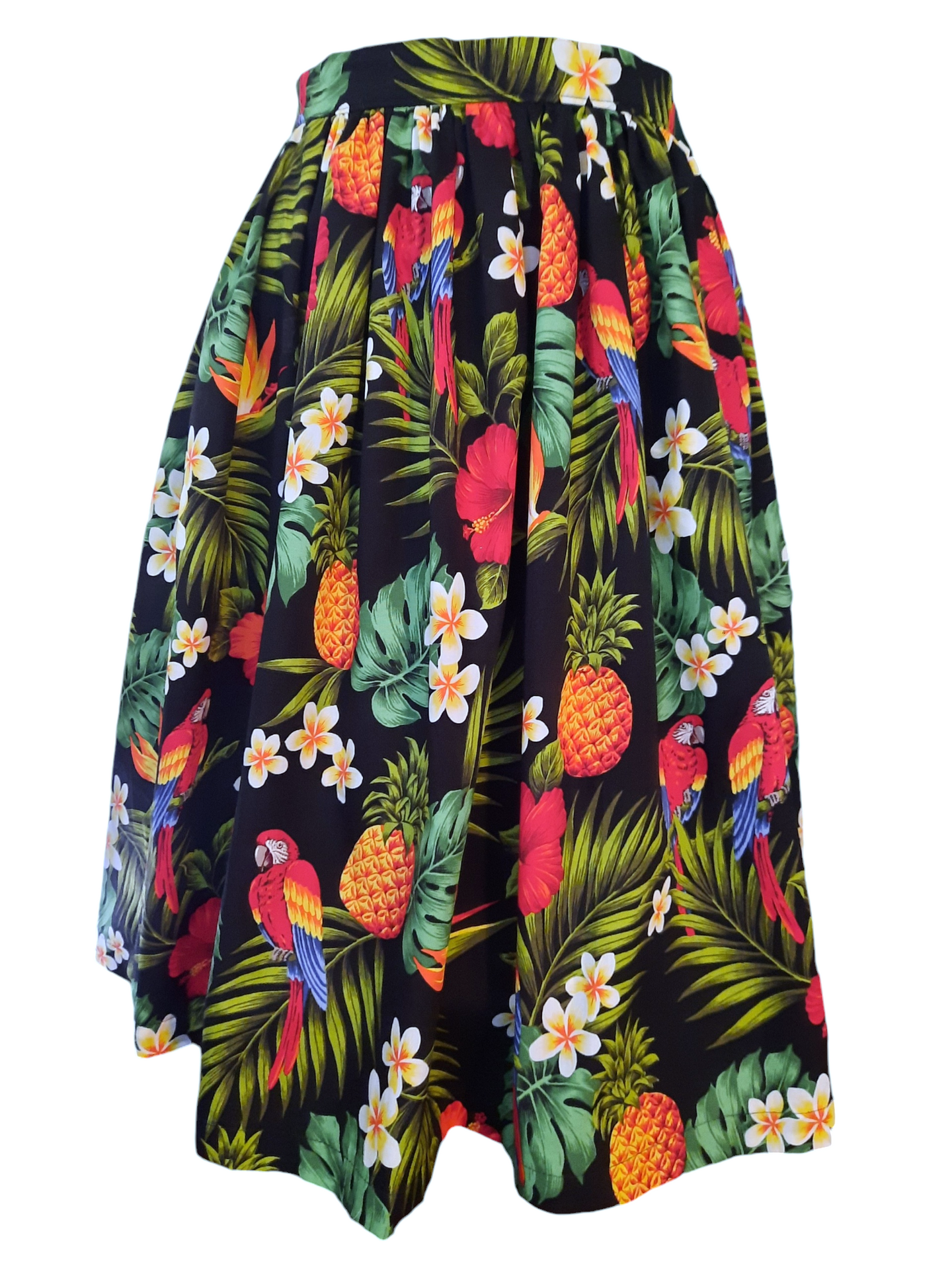 Parrot Jungle Full Gathered Skirt. Medium