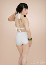 Load image into Gallery viewer, White Retro High Waist Skirt Front Bottom
