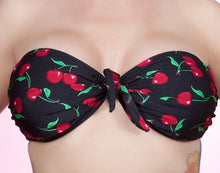 Load image into Gallery viewer, Black Cherry Bomb Bandeau Swimsuit Top
