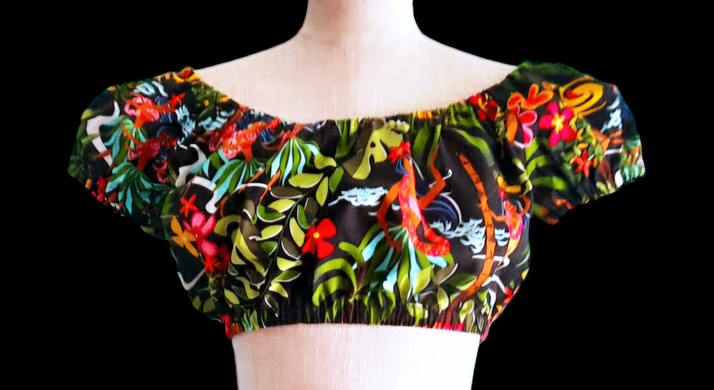 Aloha Puff Sleeve Crop Top