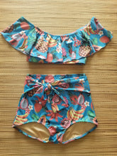 Load image into Gallery viewer, On Sale! Tutti Frutti Ruffle Crop Top &amp; High Waist Sash Tie Bottom
