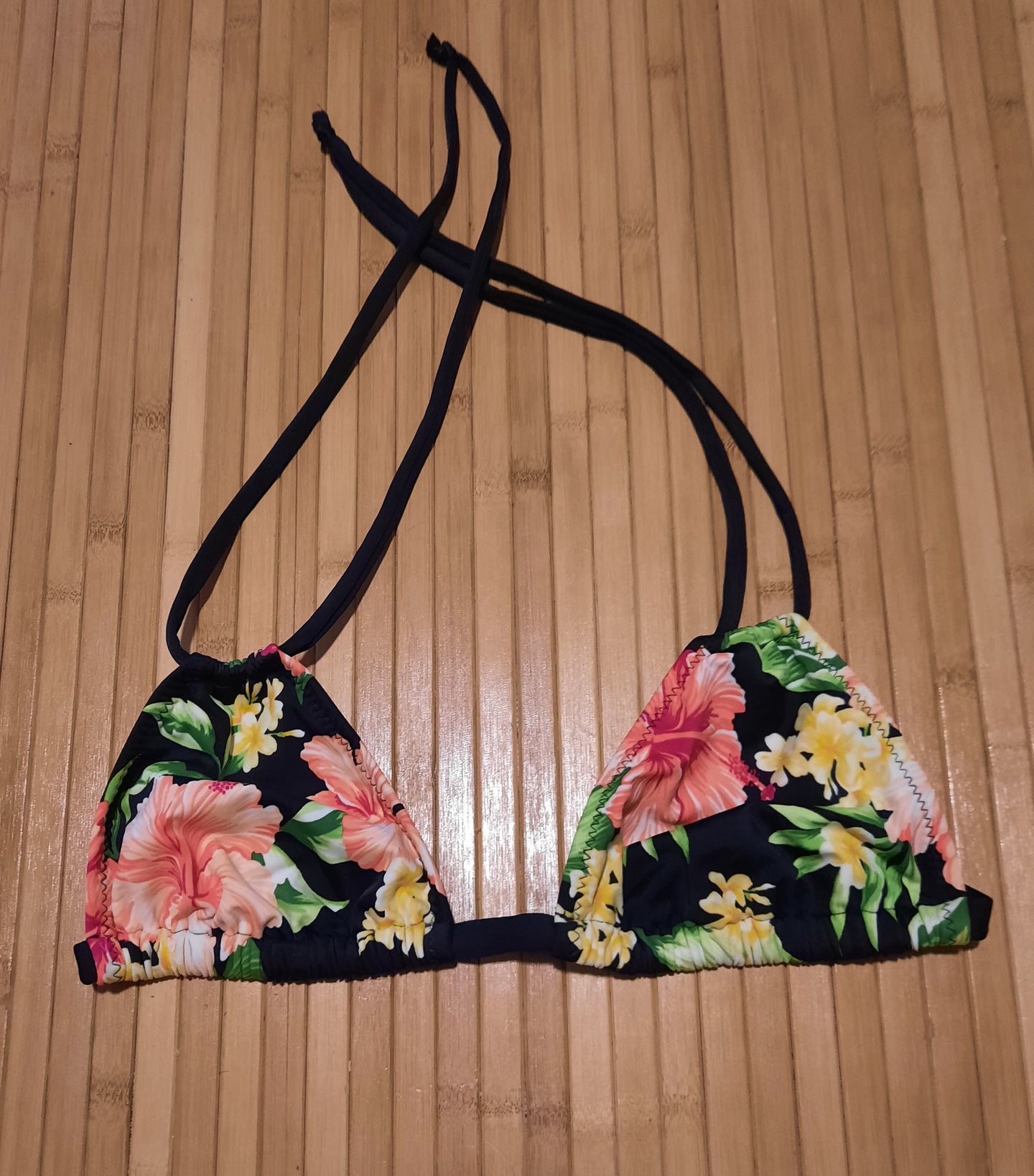 Floral double string triangle top