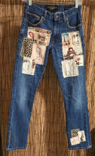 Load image into Gallery viewer, Upcycled Lucky Brand Jeans with patches
