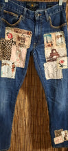 Load image into Gallery viewer, Upcycled Lucky Brand Jeans with patches
