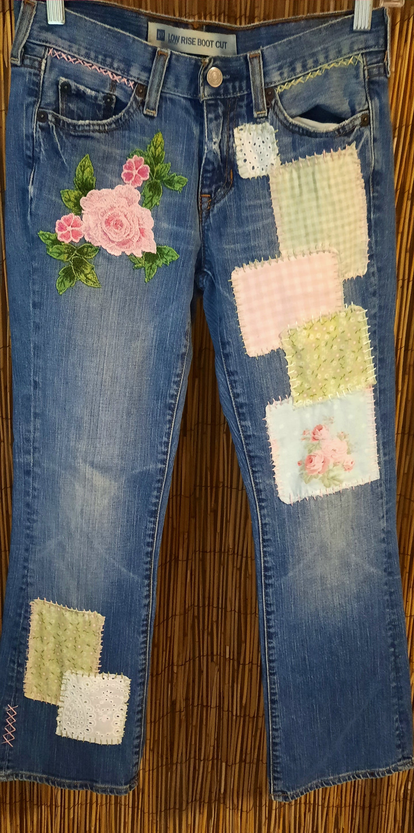 Upcycled/Repurposed/Shabby Chic/Patchwork Jeans/Gap Jeans