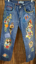 Load image into Gallery viewer, Upcycled/Repurposed Levi&#39;s Tattoo Jeans
