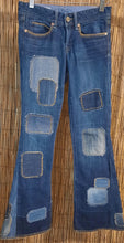 Load image into Gallery viewer, Upcycled Jeans/Repurposed Jeans/Patched Jeans
