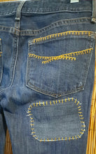 Load image into Gallery viewer, Upcycled Jeans/Repurposed Jeans/Patched Jeans
