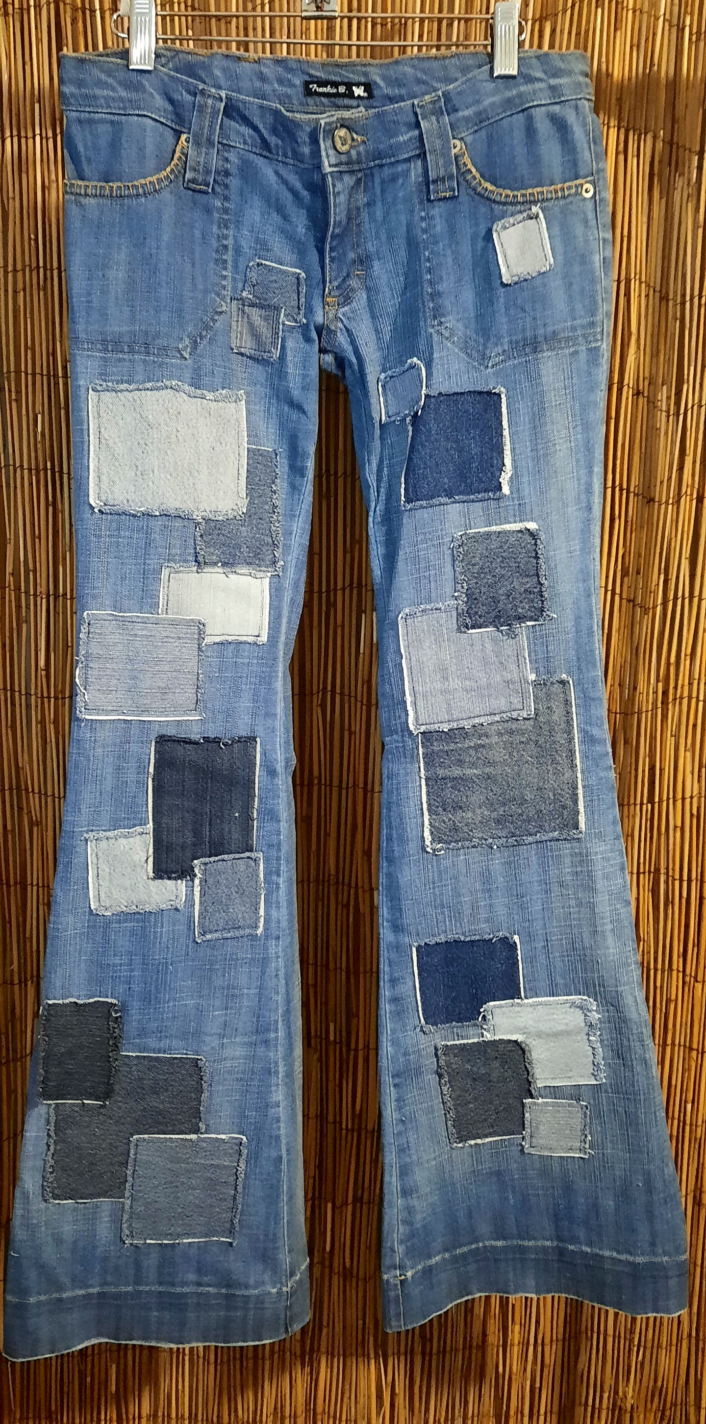 Upcycled Jeans/Frankie B/Repurposed Jeans/Patchwork Jeans/Bell Bottoms