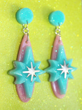 Load image into Gallery viewer, Stardust Lounge Earrings in turquoise and pink
