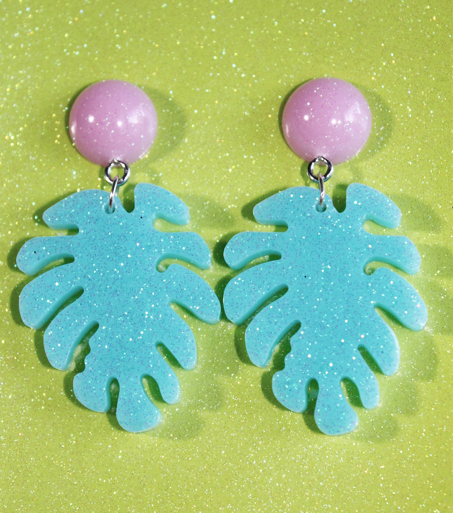 Tropicana Club Retro Earrings in turquoise and pink